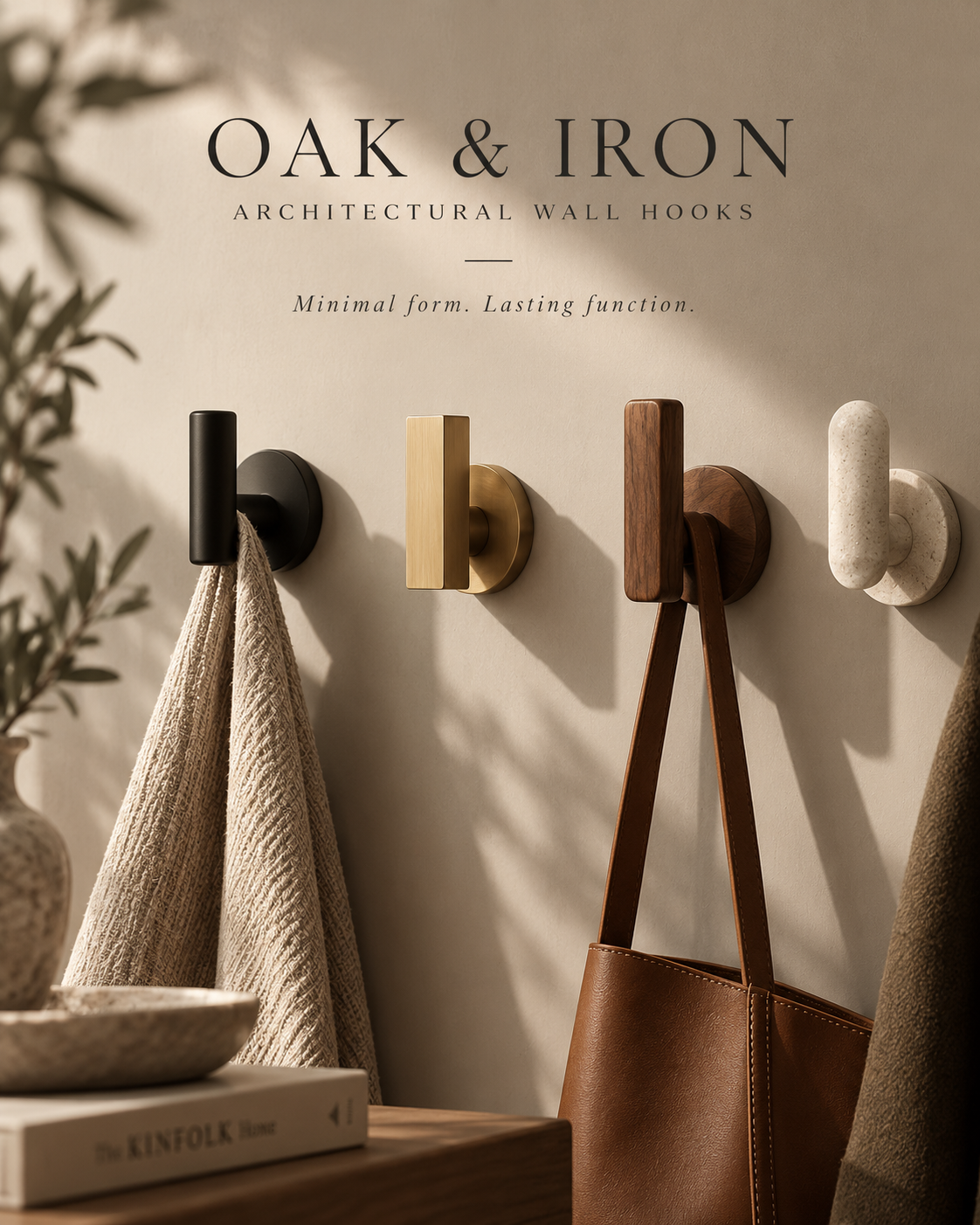 The architectural wall hook collection in four finishes